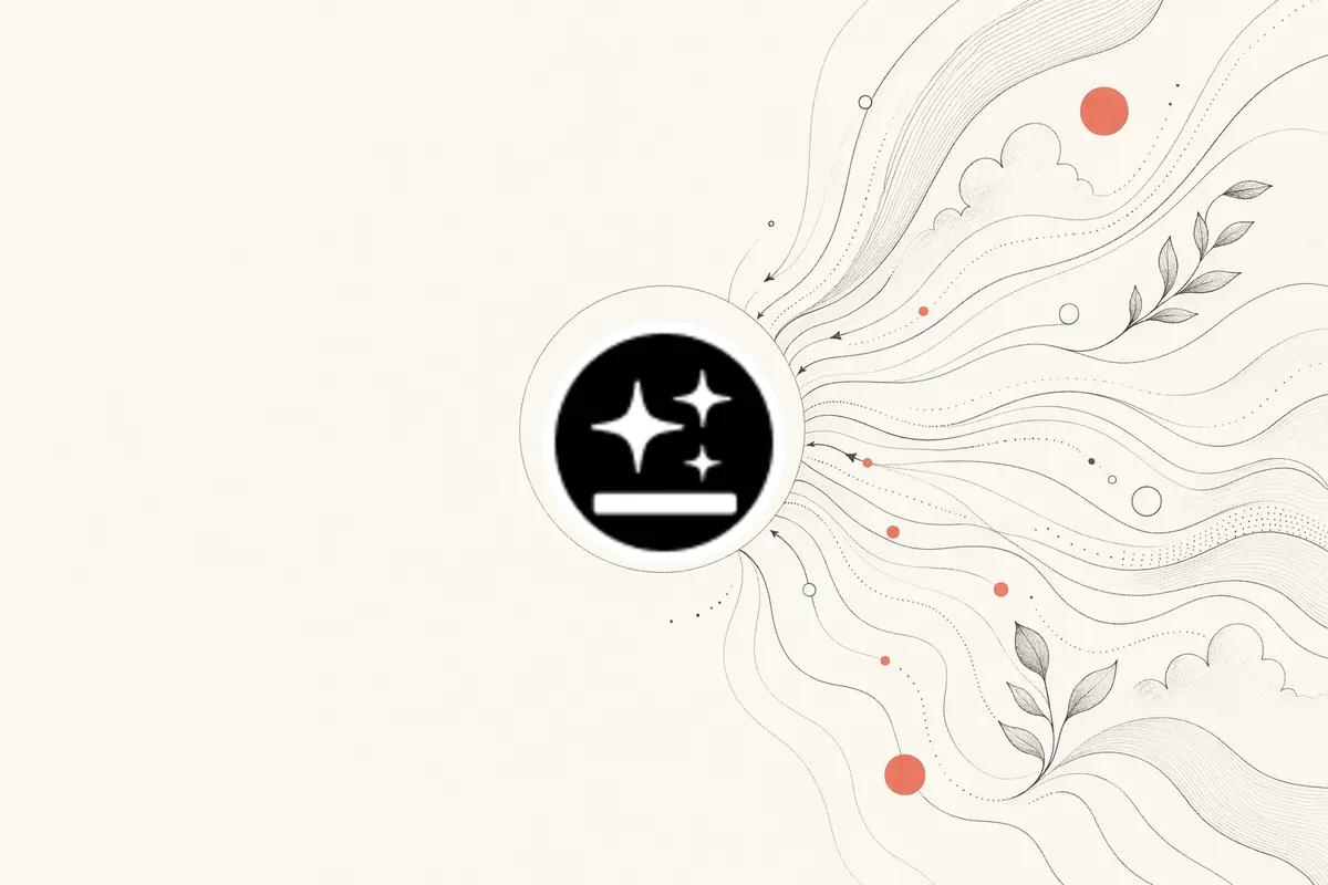 Open Design vs Genspark — redaktionelle Warm-Paper-Illustration eines Prompts, der zu einem Design-Hub konvergiert, der dir gehört