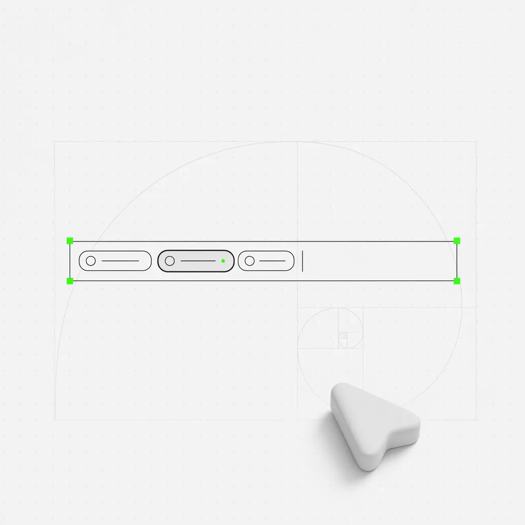 A composer input line holding several rounded mention pill tokens, with one pill selected inside a green selection frame, on a near-white editorial ground